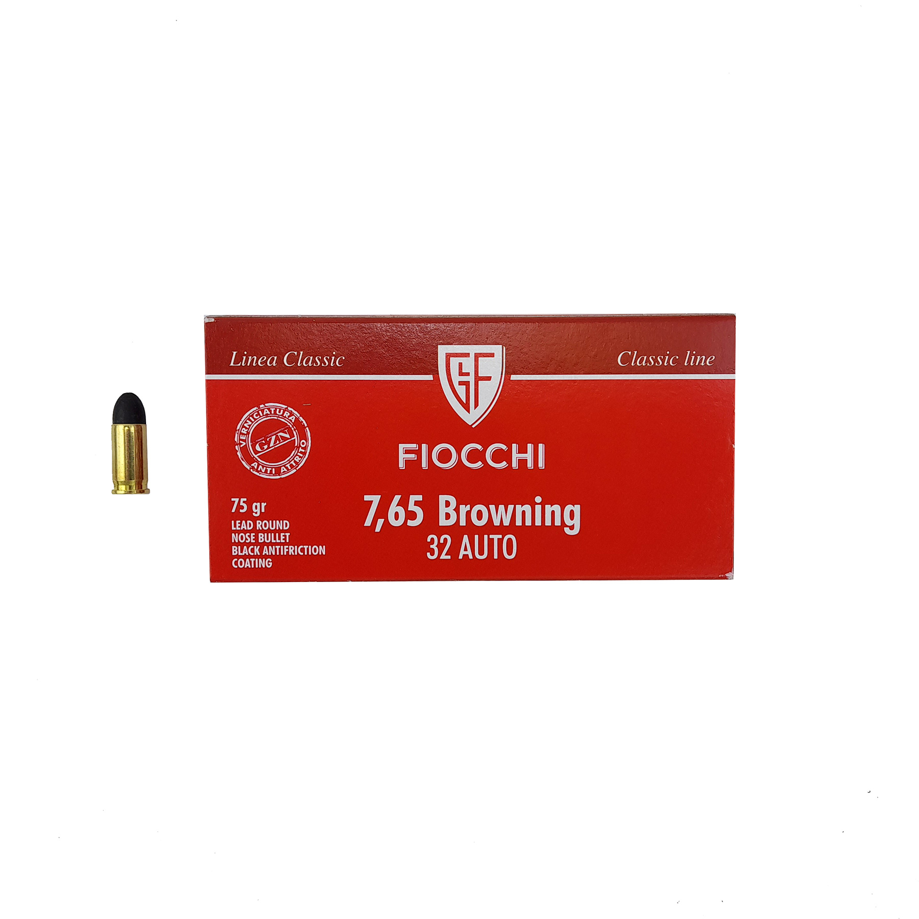 Náboje FIOCCHI 7,65 Browning (32 Auto) 75 gr (4,73 g) LRN TFL