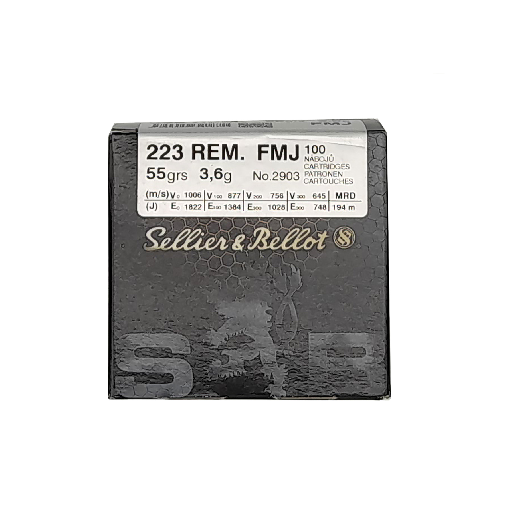 Náboje Sellier-Bellot 223Rem FMJ No. 2903 55grs (3,6g) - balení 100 ks